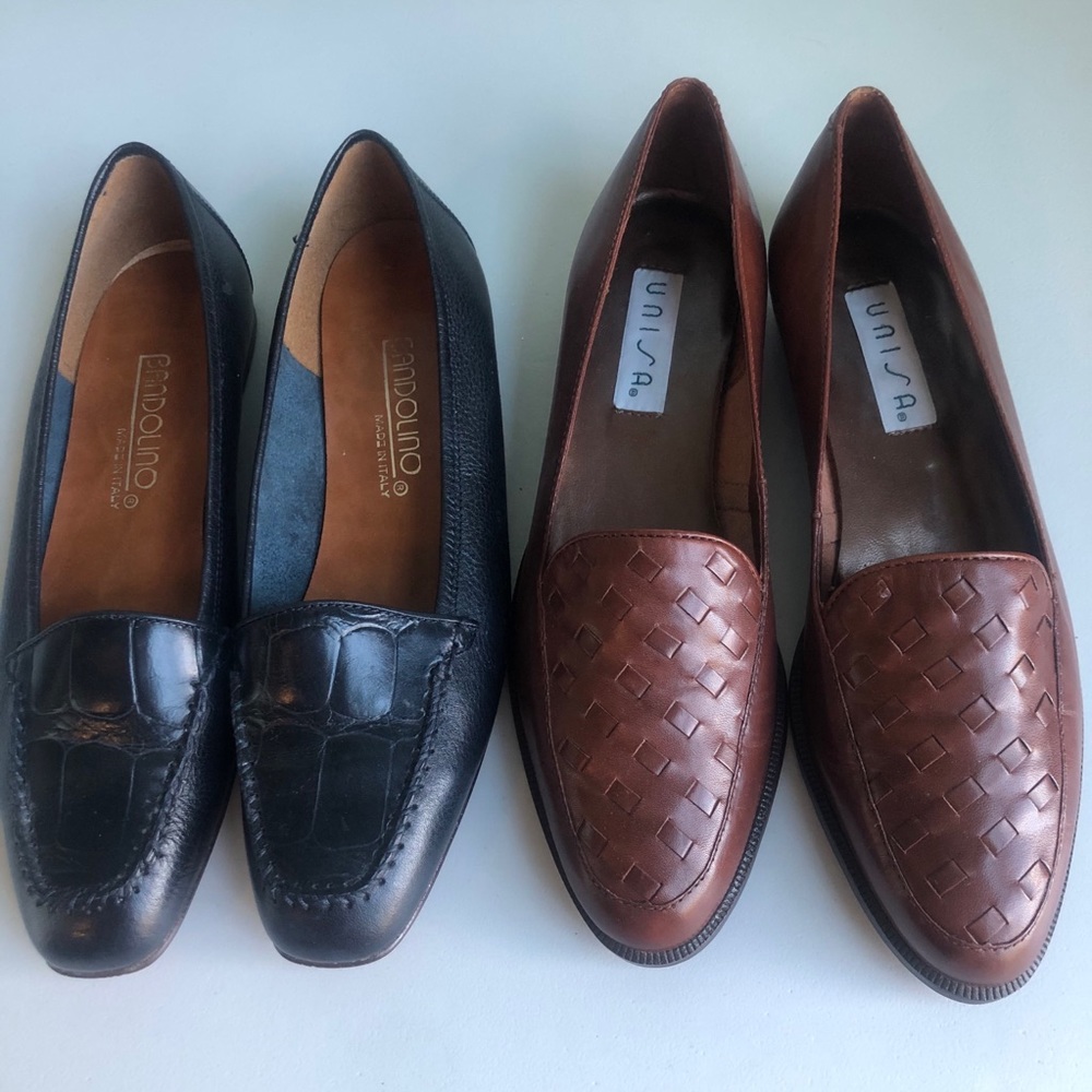 Womens 7N leather Loafers 2 pair Unisa & Bandolino